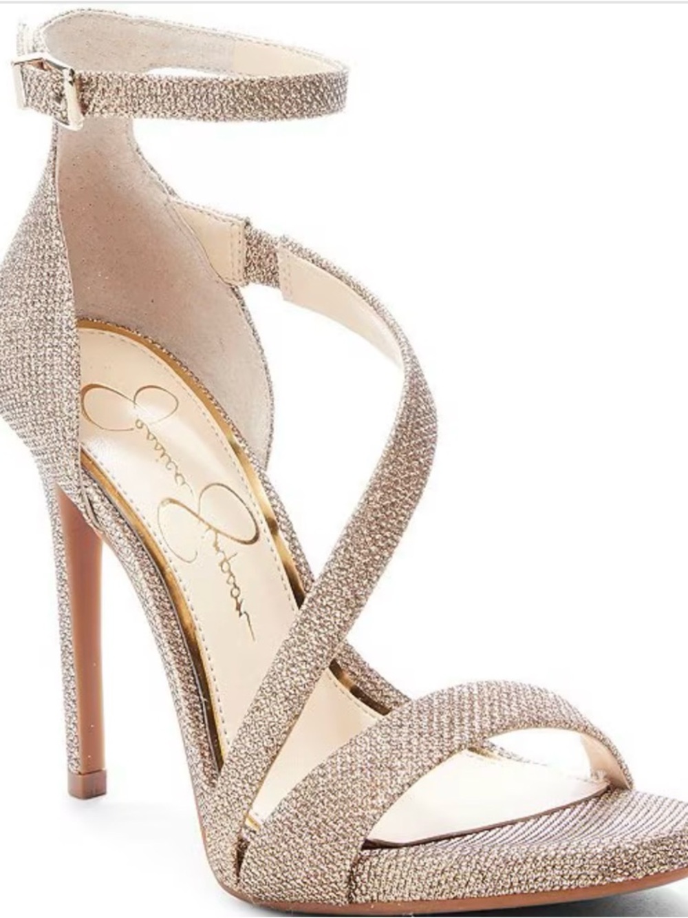Jessica Simpson Rayli Metallic Ankle Wrap Stiletto Dress Sandals